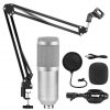 Конденсаторный студийный микрофон BM 800 с подставкой (Серебрянный) купить в Москве по недорогой цене