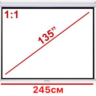 Экран для проектора 135" 1:1 245*245см настенно-потолочный рулонный купить в Москве по недорогой цене